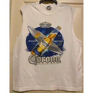 2006 Corona Modelo Board Meeting Men’s XL graphic T-Shirt Tank Top white Y2K